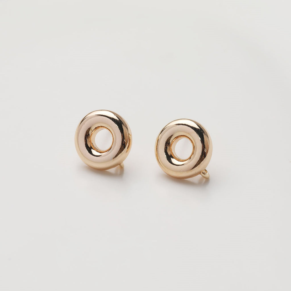 Round Geometry Earring Post, S925 Silver Pin, 14K Gold/Silver Plated, Nickel Free Earrings, Irregular Shape Ear Stud with Loop JG067-ZX246