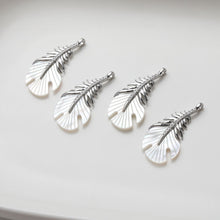 Load image into Gallery viewer, Feather Shell Pendant, Real Gold/Silver Plated, CZ Pave, Jewelry Making Findings GZ533