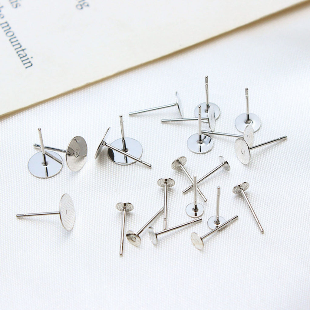 10pcs 18K Gold Flat Earring Post , 4mm/6mm/8mm,  Flat Back Round Earring Post, Hypoallergenic Stud Earring Findings TH031-ZX7030