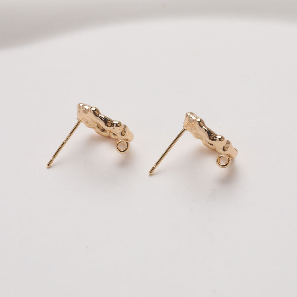 قرط دائري مجوف غير منتظم، ذهب/فضة عيار 14 قيراط، أقراط فضة S925 خالية من النيكل، قرط دائري مع حلقة JG075