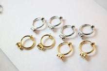 Load image into Gallery viewer, Invisible Spring Ear Clip with loop, Non Pierced Screwback Earring Findings, 13mm, 18K Gold/Silver Plated, DIY Earring Finding GZ159