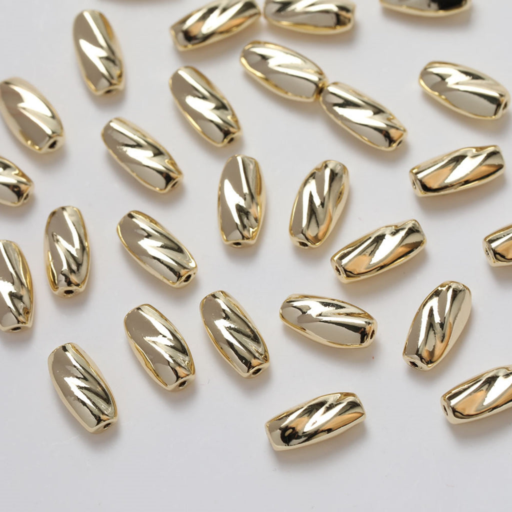 Rice spacer beads, 14K gold plated, necklace and earrings making beads, jewelry findings SC002