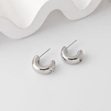 Load image into Gallery viewer, C Shape Earrings Post With Loop, 18K Gold Plated, Nickel Free, S925 Silver Pin, Ear Stud Hypoallergenic Earring Findings D0366