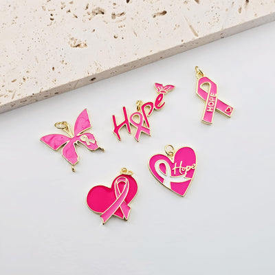 Pink Enamel Heart Charm, 18K Gold Plated Heart Pendant, Butterfly Charm, Heart Charm, Necklace Bracelet Making Pendant S1279