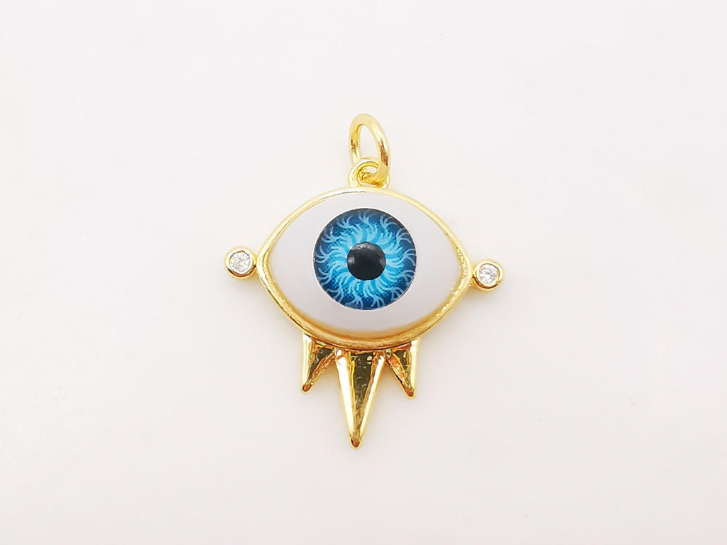 Evil Eye Charm, 18K Gold Plated Evil's Eye Pendant, 20x20mm, Bracelet Necklace Earring Making Charm, Jewelry Findings S911