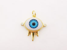Load image into Gallery viewer, Evil Eye Charm, 18K Gold Plated Evil&#39;s Eye Pendant, 20x20mm, Bracelet Necklace Earring Making Charm, Jewelry Findings S911