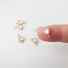Cargar imagen en el visor de la galería, Dije conector de corazón pequeño, colgante de pavé cúbico, dije de amor, fabricación de pulseras y collares, accesorios de joyería chapados en oro HL008-F055