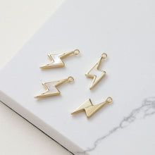 Load image into Gallery viewer, Lightning Charm, Shell Pendant, 1 loop, 2 loops, Bracelet Necklace Making, 14K Gold/Silver Plated Jewelry Findings ZZ098