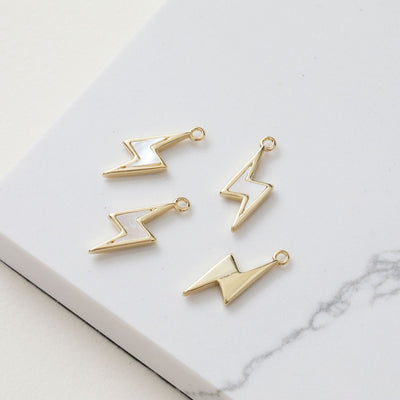 Lightning Charm, Shell Pendant, 1 loop, 2 loops, Bracelet Necklace Making, 14K Gold/Silver Plated Jewelry Findings ZZ098
