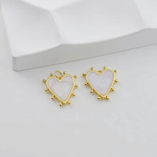 Load image into Gallery viewer, Enamel Heart Charm, 18K Gold Plated Heart Pendant, CZ Pave, Necklace Bracelet Making Pendant S20783