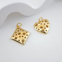 Cargar imagen en el visor de la galería, Dijes de queso con forma de cubo de corazón brillante, chapado en oro de 18 quilates, para hacer collares, accesorios de joyería S1110