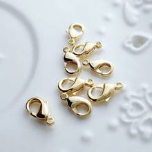 Cargar imagen en el visor de la galería, 10 cierres de langosta chapados en oro brillante de 18 quilates, 10 mm, para hacer collares y pulseras, accesorios de joyería S017-ZX7032
