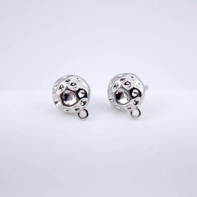 Round Hammered Earring Post Earrings, Gold Earring Post with Loop, Hypoallergenic, Earring Findings, Handmade Earring Supplies D0050