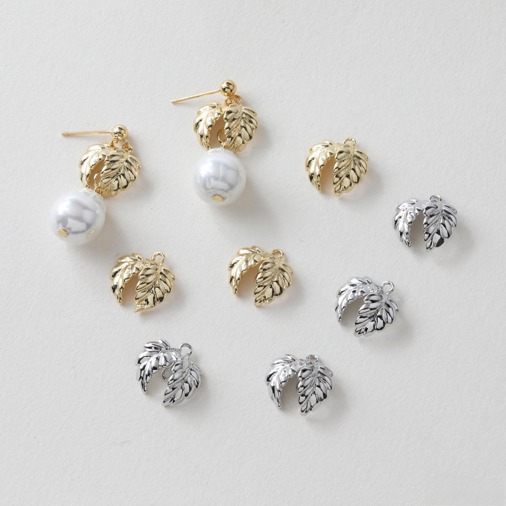 Gold Leaf Charms, 14K Gold/Silver Plated, Leaves Pendant, Earring Making Pendant GZ624