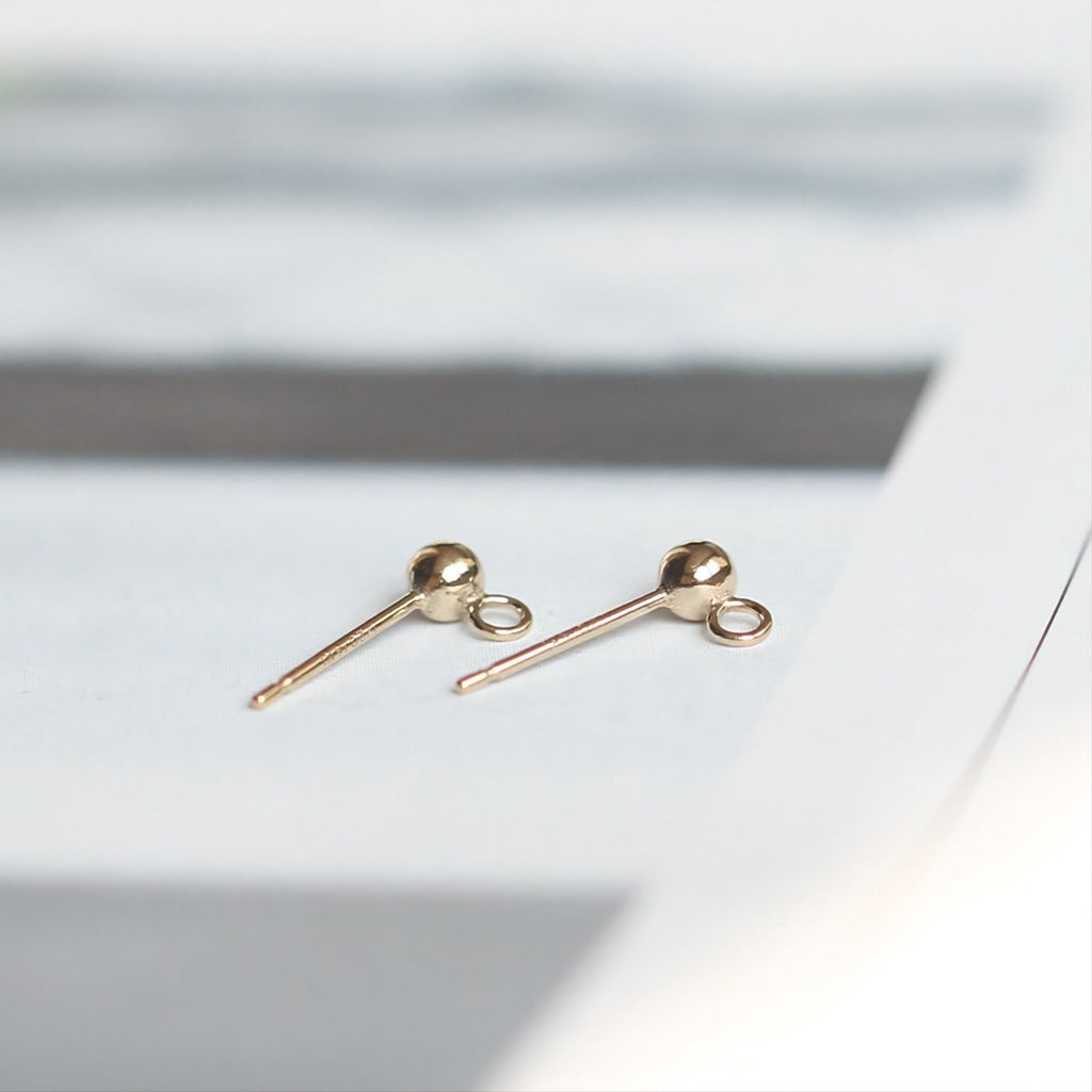 Gold Filled Ball Ear Post With Open Loop, 2mm,3mm,4mm, Nickel Free Earrings, Ear Stud, Hypoallergenic Earring Findings BL003