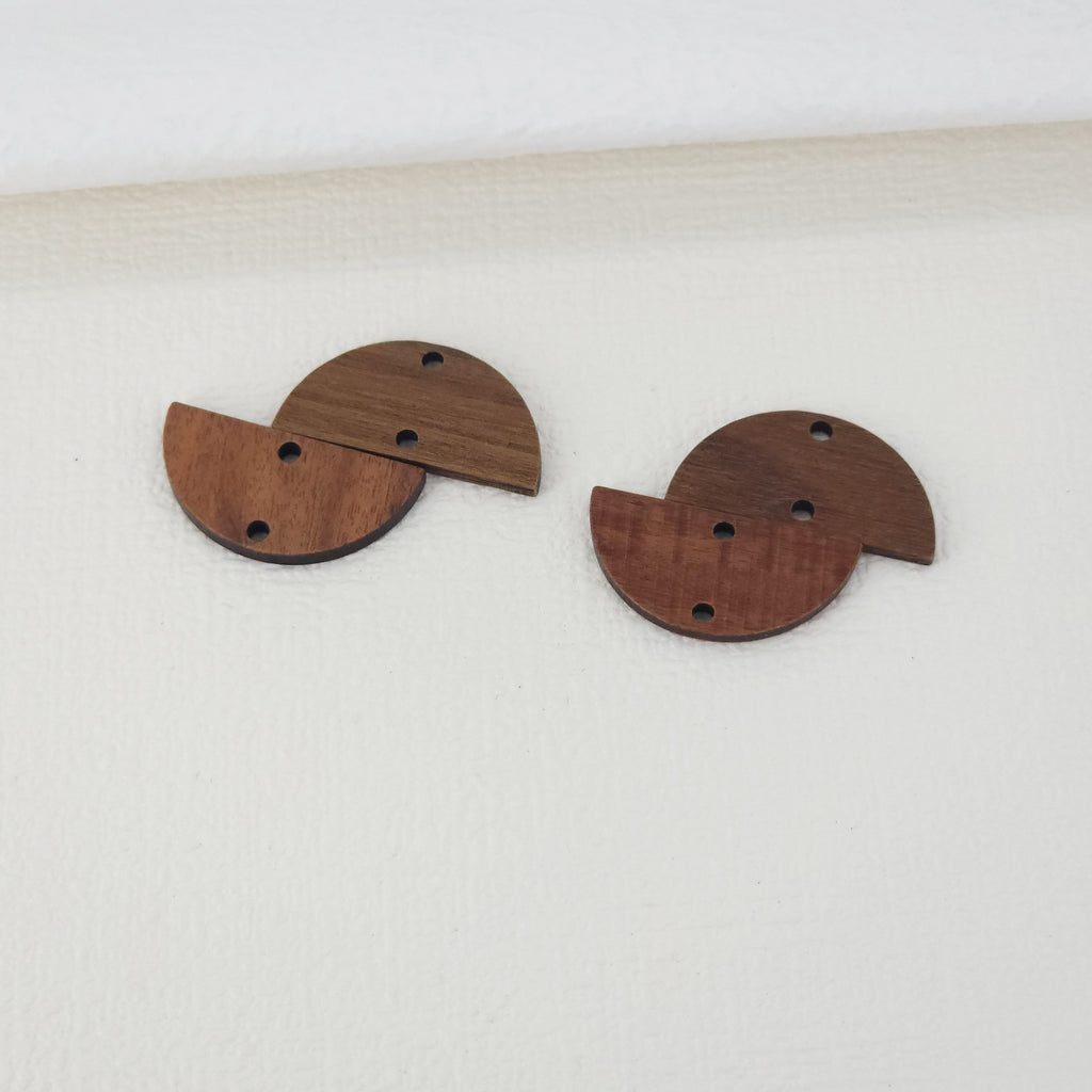 2PCS Semicircle Shape Wood Charms, Wooden Pendant, Reclaimed Walnut Wood, Geometric Statement Wood Earrings Diy Ideas JT962
