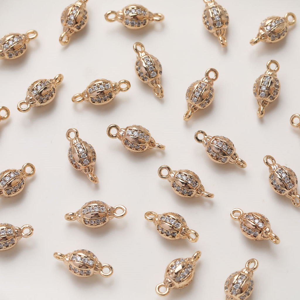 Hollow Pendant Connector, Cubic Zircon Crystal Connector, 18K Gold Plated Beads, Necklace Connector Charms, Jewelry Findings SC028
