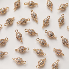 Load image into Gallery viewer, Hollow Pendant Connector, Cubic Zircon Crystal Connector, 18K Gold Plated Beads, Necklace Connector Charms, Jewelry Findings SC028