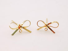 Load image into Gallery viewer, 4pcs Gold Bow Earring Post With Loop, S925 Silver Ear Pin Nickel Free Earrings, Bowtie Ear Stud Loop, Hypoallergenic Earring Findings Z016