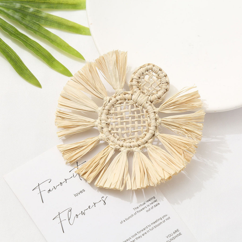 2PCS Rattan weaving Earring Findings, Boho earring making, Hawaii Vacation Style Straw Earrings for girl,Handmade Earring Finding BS003