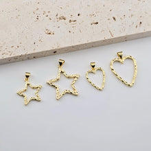 Load image into Gallery viewer, Openwork Star Charms, Openwork Heart Charms, 18K Gold Plated, Bracelet Making Pendant, Jewelry Findings S1278