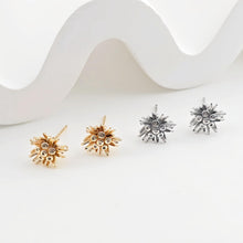 Load image into Gallery viewer, Flower Earring Post with Loop, S925 Silver Pin, 18K Real Gold Plated Brass Stud Earring With Loop, Nickel Free, Earring Finding ZX265
