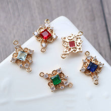 Load image into Gallery viewer, 10pcs Charm with two loops, Boho Pendant, Cubic Pave Pendant,  Necklace Making, Gold Plated Jewelry Findings HL121-F006