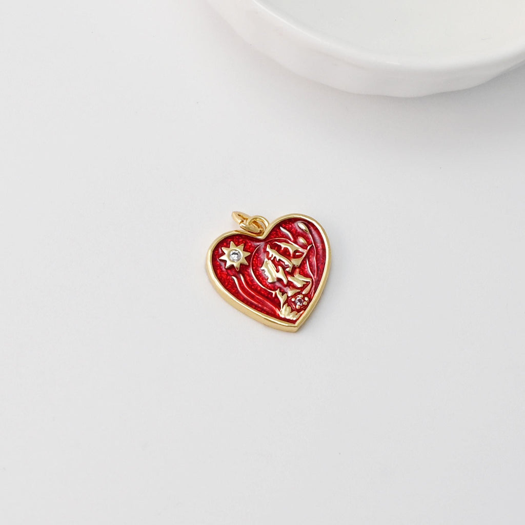 Heart Pendant, Cubic Pave Charm, 18K Gold Plated, Love Pendant, Necklace Making Pendants, Jewelry Findings