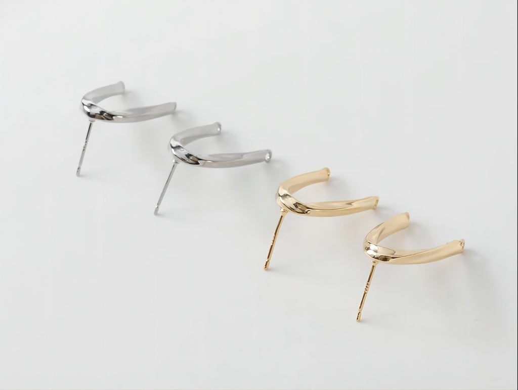 14K Gold  U Shape Earring Post With 2 Loops, Arch Ear Studs, S925 Silver Ear Pin Nickel Free Earrings, Hypoallergenic Earring Findings G0015