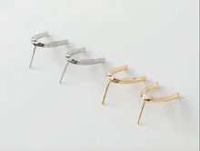 Load image into Gallery viewer, 14K Gold  U Shape Earring Post With 2 Loops, Arch Ear Studs, S925 Silver Ear Pin Nickel Free Earrings, Hypoallergenic Earring Findings G0015