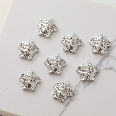 Gold Portrait Pendant, Silver Charm, 18K Gold Plated, Necklace Making Charm, Jewelry Findings JG052