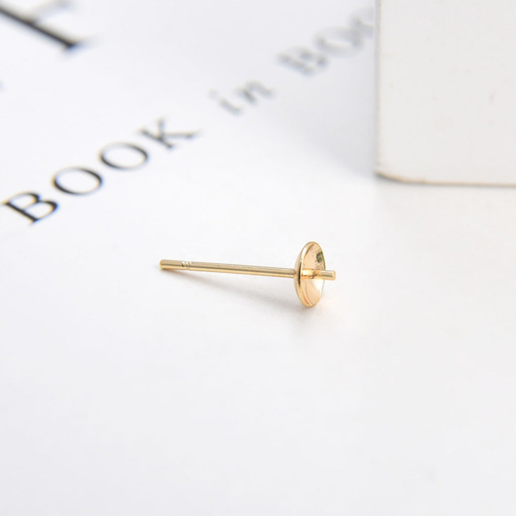 20pcs 14K Gold Cup Earring Post With Loop, 5mm, Nickel Free Earrings, Ear Stud, Hypoallergenic Earring Findings JY020-ZX7009