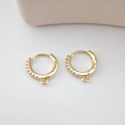 Cubic Zirconia Ear Hoops Multicolor Pave Crystal , 13*12mm, 18K Gold Plated Leverback Earrings, Huggie Hoops Earring D0150