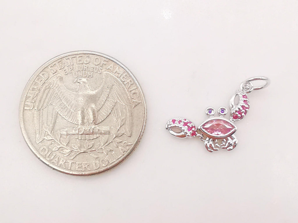 Red Cubic Crab Charms, 18K Gold Plated Micro CZ Pave Charms, 16x13mm, Summer Beach Pendant,  Earring Charms, Jewelry Findings S159