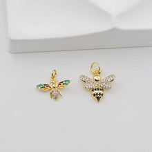 Load image into Gallery viewer, Bee Pendant, 18k Gold Plated, CZ Pave Pendant For Jewelry Making, Necklace Finding S20813