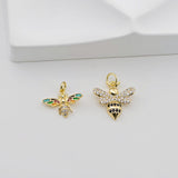 Bee Pendant, 18k Gold Plated, CZ Pave Pendant For Jewelry Making, Necklace Finding S20813