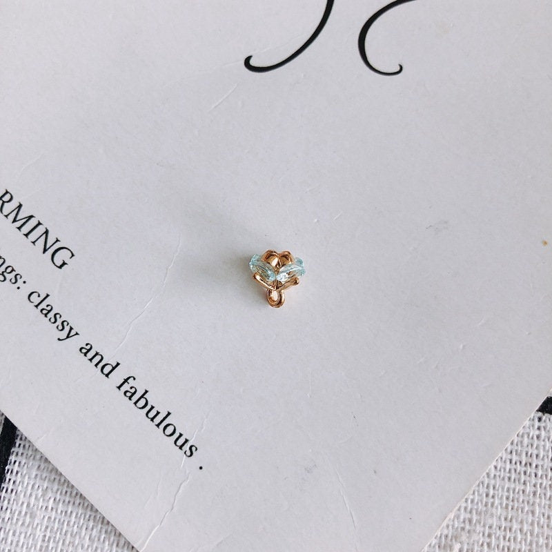 10pcs Flower Pendant Charm with loops, 3D Mini Flower, Cubic Pave Pendant, Bracelet Necklace Making, Gold Plated Jewelry Findings MY065-F059