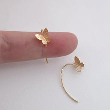 Cargar imagen en el visor de la galería, Ganchos de mariposa para orejas, aretes de oro de 14 quilates con aro, ganchos de pescado esmerilados, alambres para hacer joyas ZX316