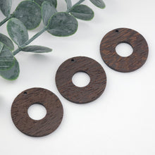 Load image into Gallery viewer, Round Geometric Shape Wood Charms, Wooden Pendant, Reclaimed Walnut Wood, Geometric Statement Wood Earrings Diy Ideas JT995