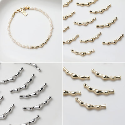 Liquefied Tube Beads, Spacer Beads, Irregular Tube Beads, 14K Gold/Silver Plated, Bracelet Necklace Making Jewelry Finding GZ514