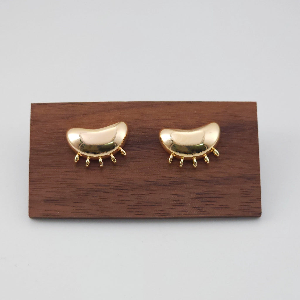 Pendiente de botón en forma de frijol con 5 anillas, pendiente de oro de 18 quilates, pasador de plata S925, pavé de circonitas, sin níquel, accesorios para aretes ZX193