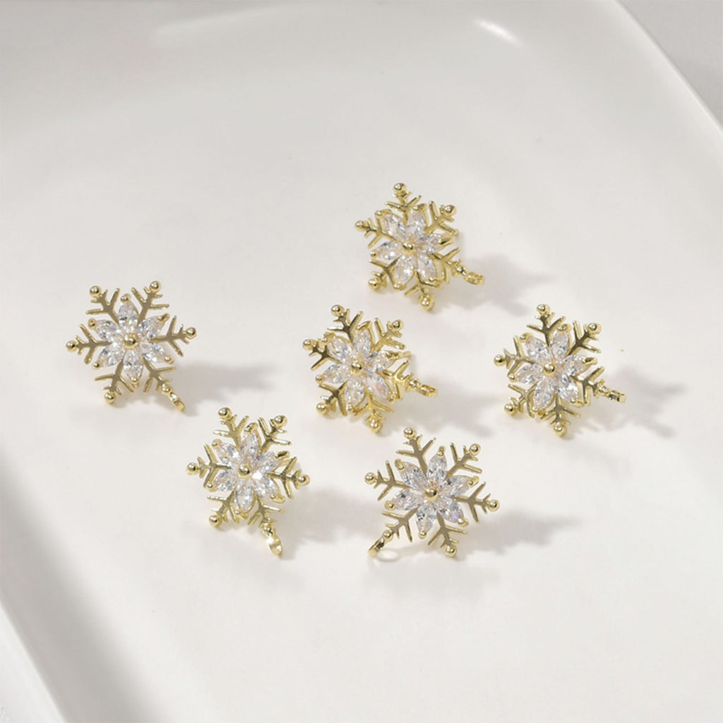 قرط ندفة ثلج عيد الميلاد مع حلقات، أقراط فضة عيار 925 خالية من النيكل، مرصعة بحجر الزركونيا المكعب، نتائج قرط مضادة للحساسية YL004-CX099