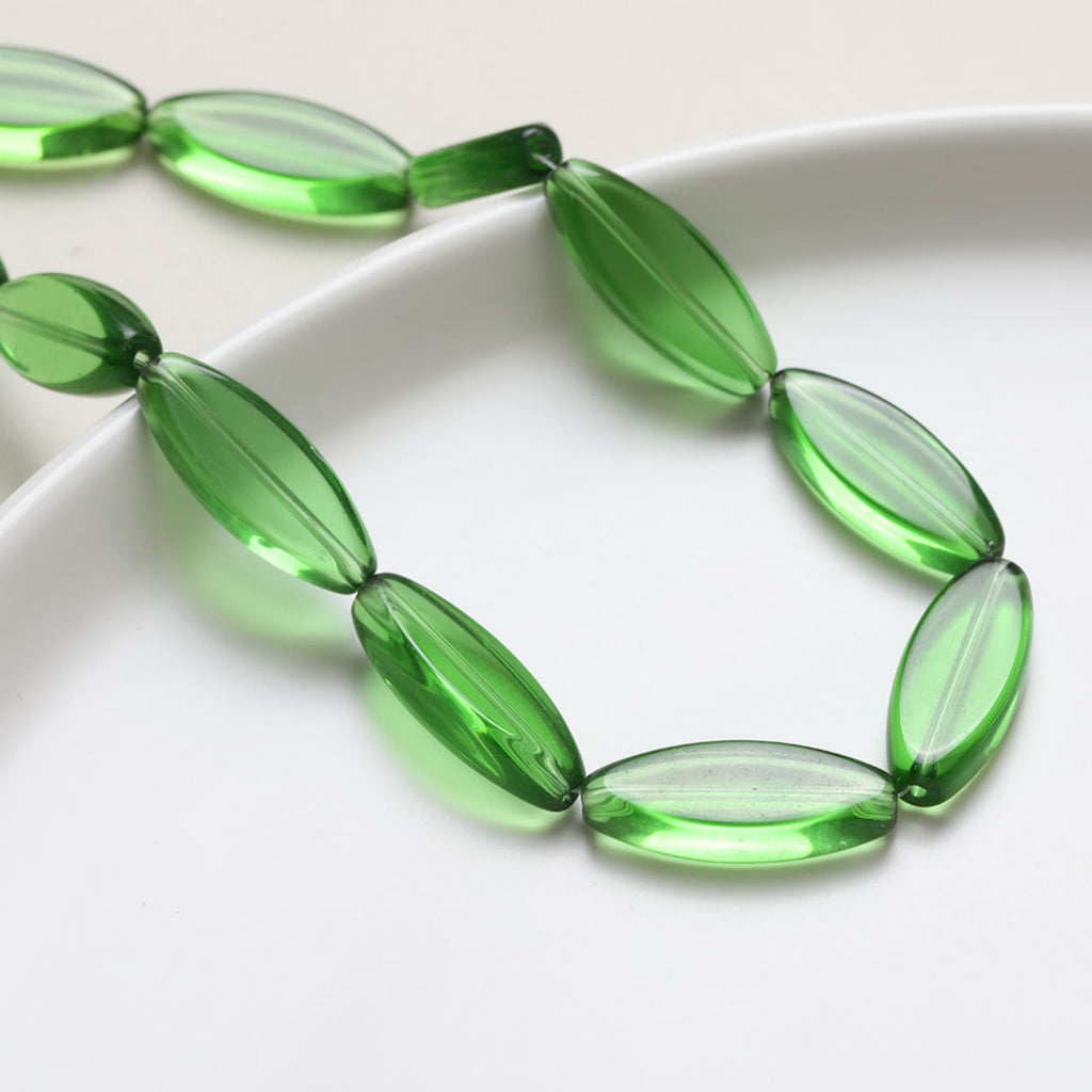 Big Oval Glass Flat Beads, 11.4m, Teardrop Glass Crystal Beads for Jewelry Making, Bracelet DIY Beads Finding GZ549