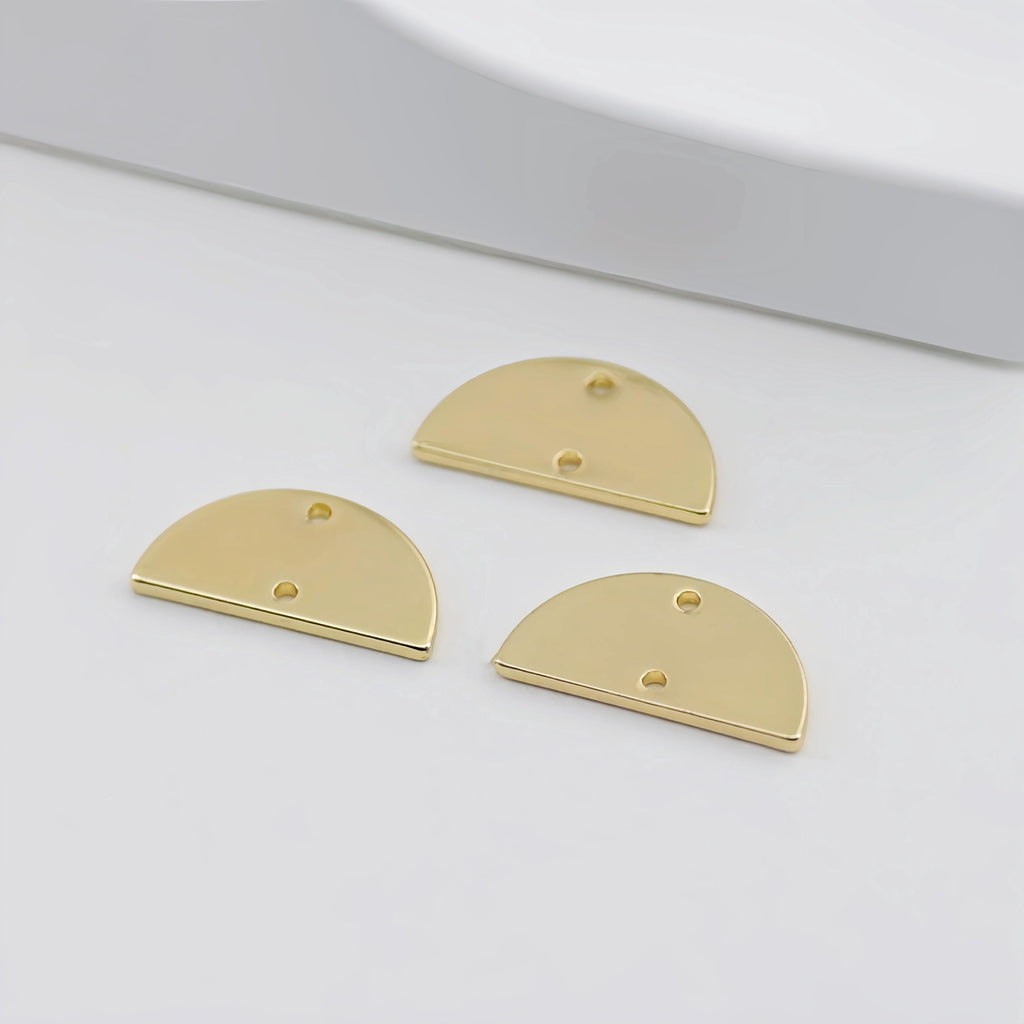 10pcs Half Circle Connector with 2 holes, 14K Gold Plated, Semi-Circle Connectors, 21*11mm Jewelry Findings ZZ090-D0005