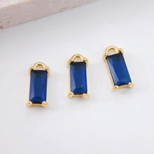 Load image into Gallery viewer, Crystal Tiny Rectangular Charms, Rainbow Color Crystal, 18K Gold Plated Rectangular Pendant, Jewelry Findings S20525