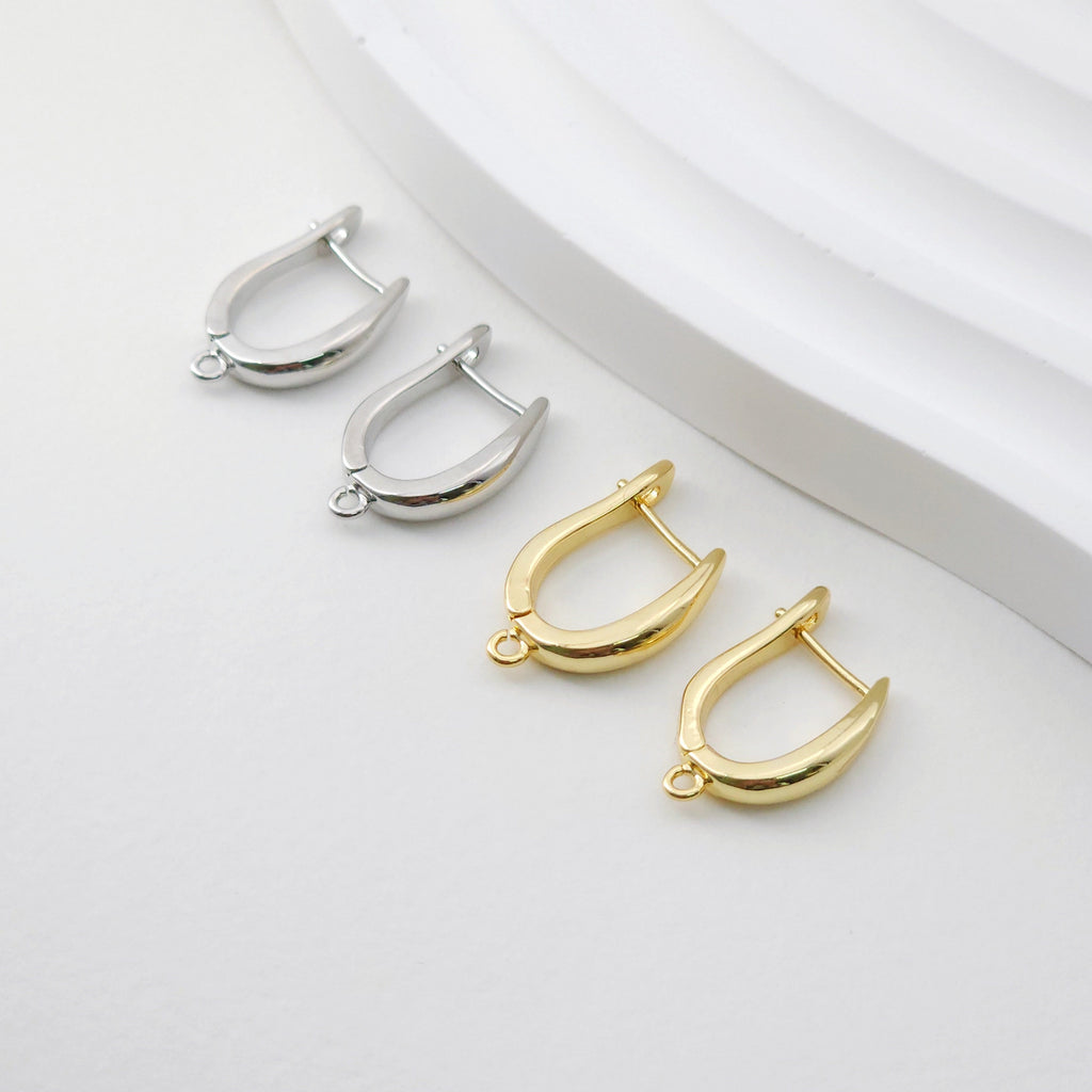Polished English lock with loop, Gold/Rhodium Plated Earring hoop, Hypoallergenic & Nickel-Free，DIY Handmade Earring Findings Supplies D0087