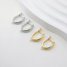 Load image into Gallery viewer, Polished English lock with loop, Gold/Rhodium Plated Earring hoop, Hypoallergenic &amp; Nickel-Free，DIY Handmade Earring Findings Supplies D0087