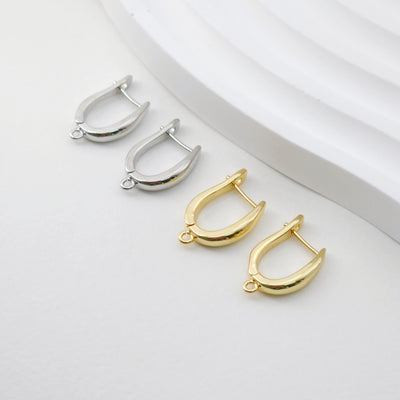 Polished English lock with loop, Gold/Rhodium Plated Earring hoop, Hypoallergenic & Nickel-Free，DIY Handmade Earring Findings Supplies D0087