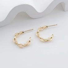 Load image into Gallery viewer, C Shape Twisted Earrings Post, 14K Gold/Silver Plated, Nickel Free, Ear Stud Hypoallergenic Earring Findings ZX311