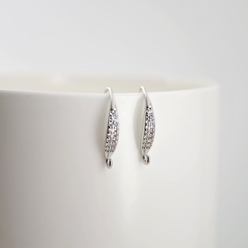18K Gold Plated Ear Wires, Cubic Pave Earring Hooks, Nickel Free, Fish Hooks, Ear Wires for Jewelry Making D0141